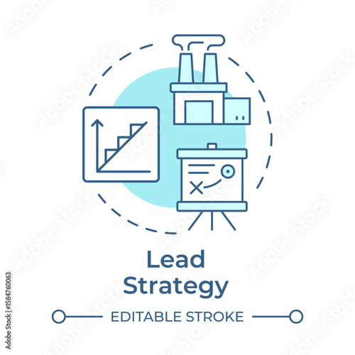 Lead strategy soft blue concept icon. Increases resources for predicted demand. Capacity management. Round shape line illustration. Abstract idea. Graphic design. Easy to use in presentation
