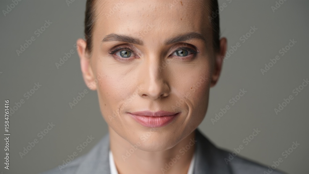 Professional Portrait of a Confident Businesswoman Presenting a Calm and Assertive Expression Against a Neutral Background Professional Portrait of a Confident Businesswoman Presenting a Calm and Assertive Expression Against a Neutral Background
