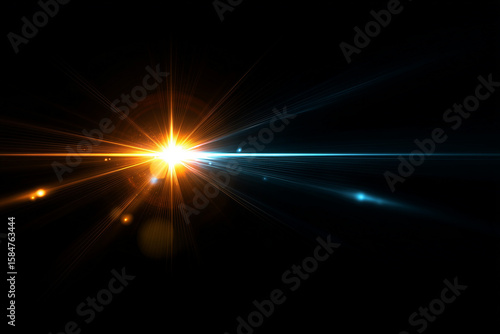 Bright Orange And Blue Light Rays glow flare