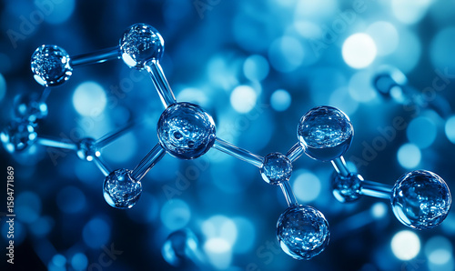 Futuristic Glass and Water Molecular Designs: A Conceptual Exploration of Advanced Skincare and Cosmetic Innovation, Blending Organic Patterns, Bioluminescence, and Minimalist 3D Aesthetics