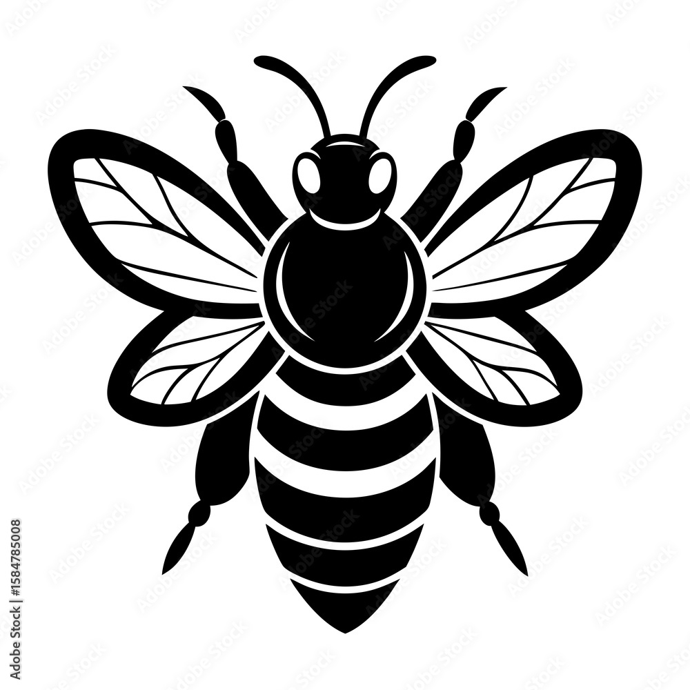 Fototapeta premium A bumblebee with black markings is foraging for nectar, displaying its striking contrast against a blurred natural background, highlighting insect beauty, silhouette