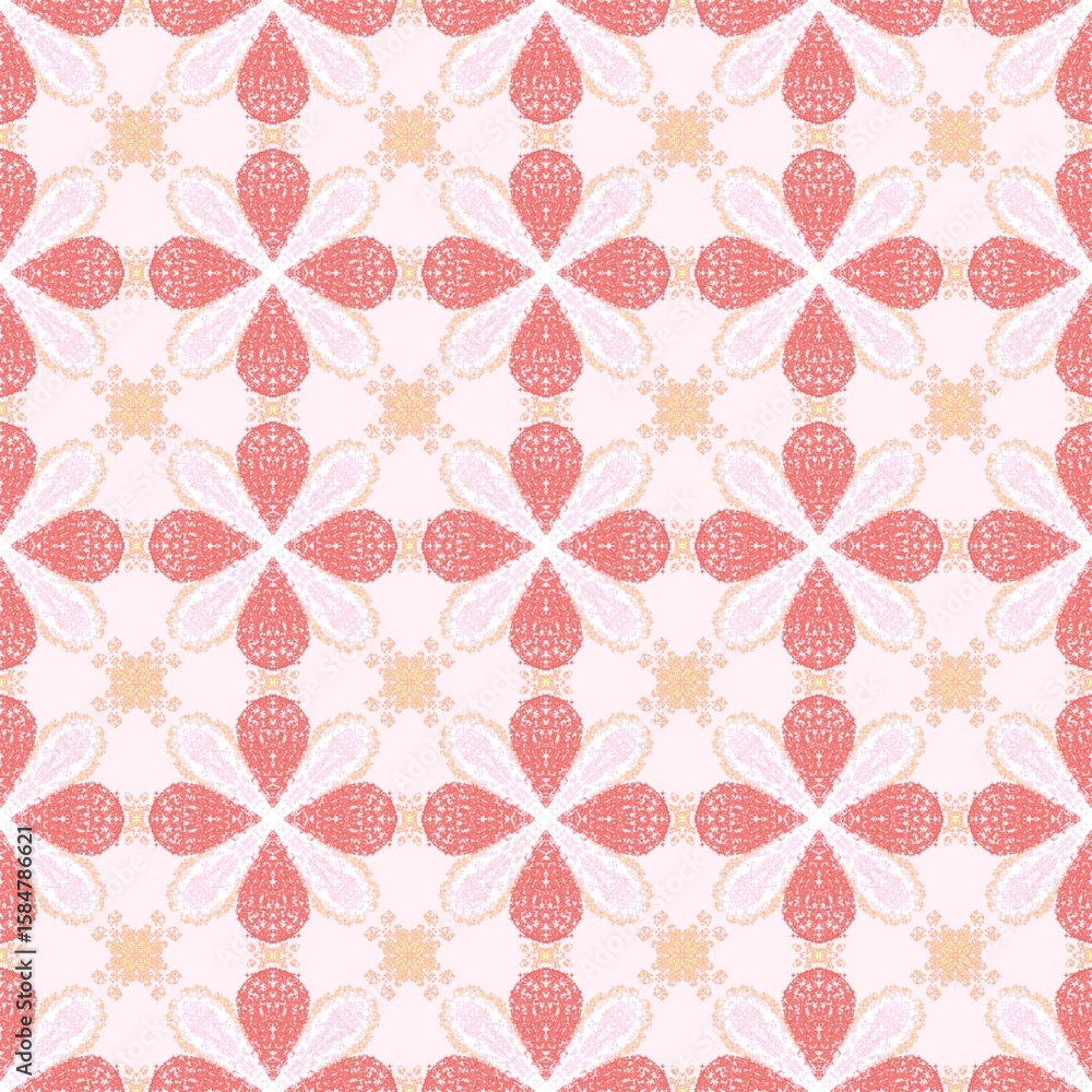 Fototapeta premium Wallpaper background pattern with flowers, seamless, vibrant colors.