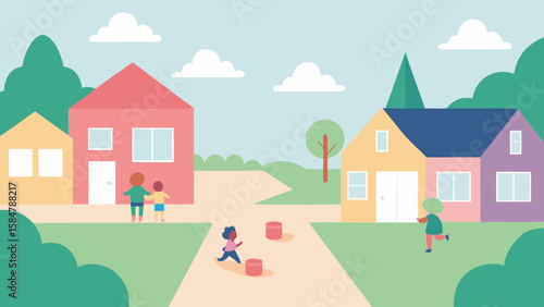 pastel house quiet neighborhood