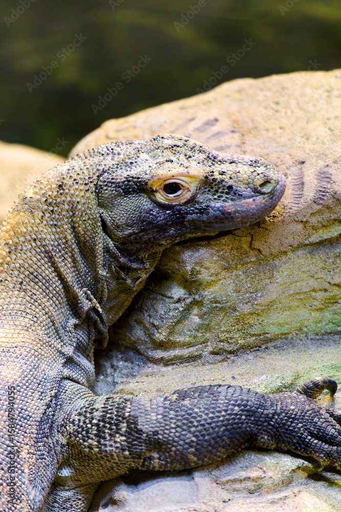 Obraz premium Detailed view of a resting lizard