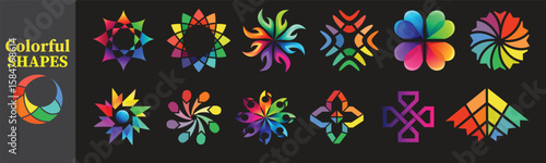 Vibrant collection of modern rainbow shapes for eye-catching designs and creative projects now available