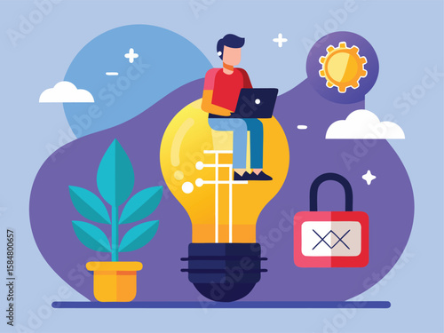 Creative Developer Desk with Code Interface