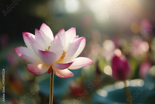 Wallpaper Mural Delicate pink tipped white lotus bloom flower Torontodigital.ca