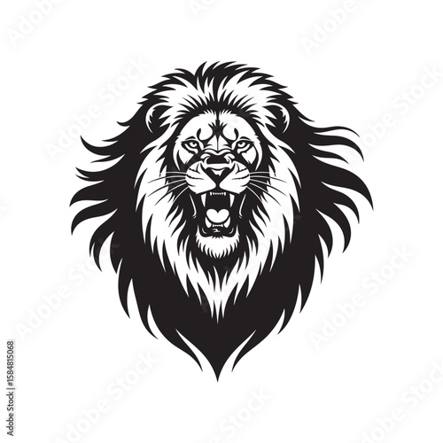 Roaring Lion Flat Icon Silhouette