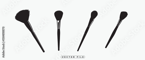 Makeup Brush Vector Illustration Set for Beauty and Cosmetic Designs