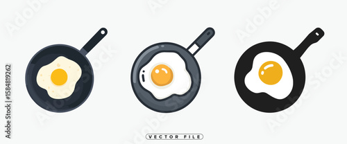 Fried Egg in a Pan Vector Illustration for Cooking and Breakfast