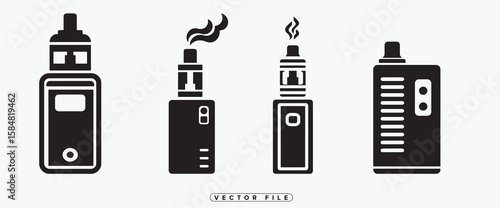 Two Electronic Cigarette Vape Devices with Smoke in Black and White