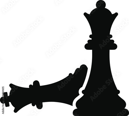 Chess queen defeated by another, symbolic of strategic dominance.
