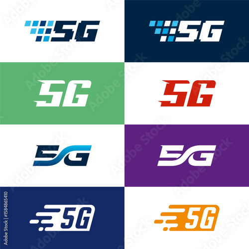 Fast Pixel 5G logo designs concept vector, 5th generation mobile network logotype. isolated vector 5G icon. high speed connection wireless systems sign