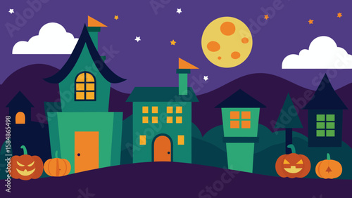 halloween cartoon suburb decorated homes