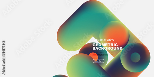 Fluid shapes overlap, creating vibrant gradients. Modern design emphasizes color transitions, abstract forms, dynamic composition.