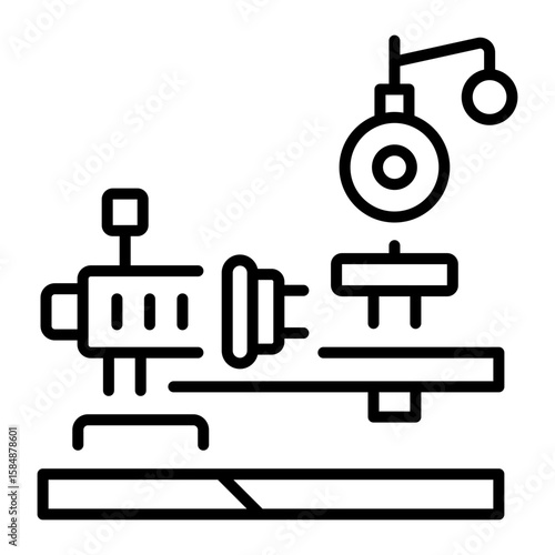 A line style icon showing lathe machine