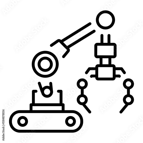 An outline style icon depicting robotic handler