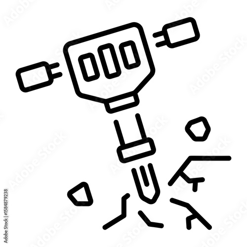 A line style icon showing jackhammer