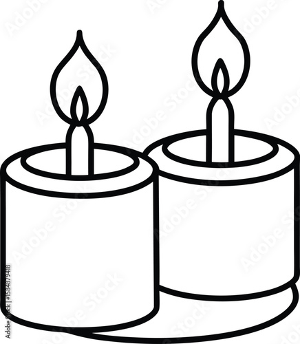candles icon line art vector illustration on transparent background