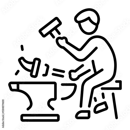 A linear style icon representing blacksmith