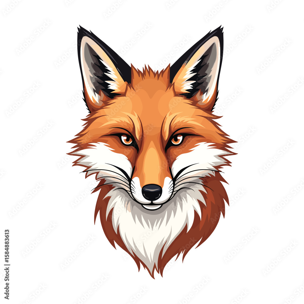 Obraz premium Realistic Red Fox Head Illustration