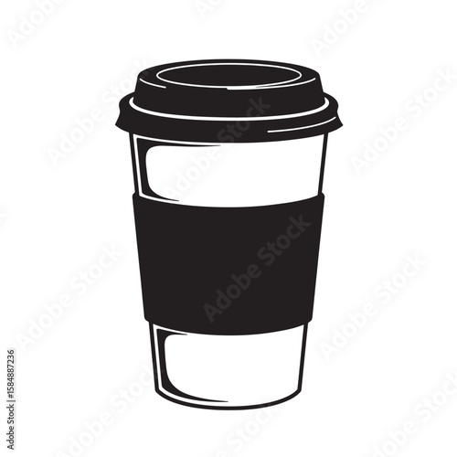 Black disposable coffee cup with lid and sleeve disposable cup
