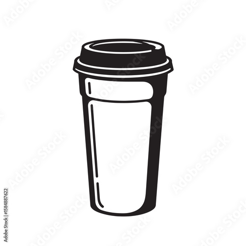Black disposable cup with lid white
