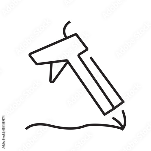 Line icon of silicone sealant tool used in construction and finishing work. Editable stroke vector. editable strokes. vector illustration