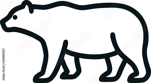 Minimalist bear walking outline, great for outdoor lifestyle branding.
