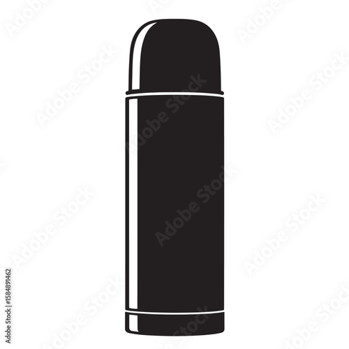 Black thermos flask with white accents beverage container insulated