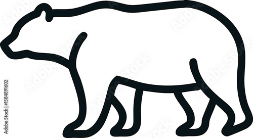 Strong bear outline in motion, perfect for wildlife, zoo, or forest designs.