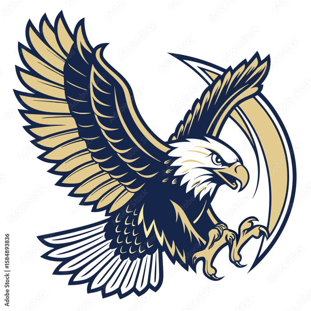 Fototapeta premium A powerful and dynamic eagle mascot with wings spread wide designed for sports teams clubs or any brand seeking a symbol of strength and freedom