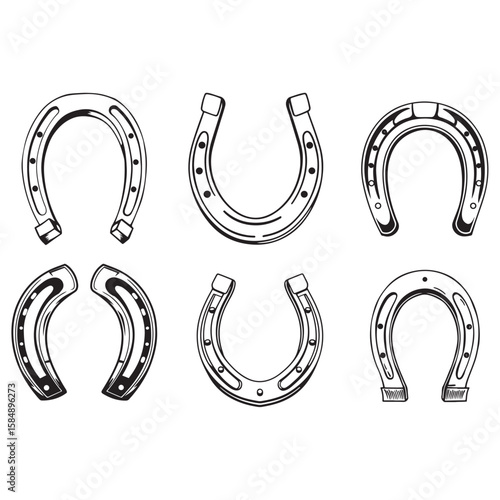 Vintage horseshoe silhouette. Horseshoe icon vector illustration.