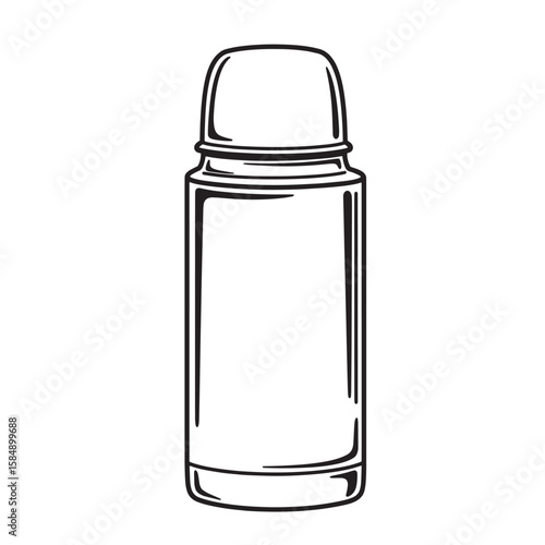 Vintage thermos flask with rounded cap container beverage