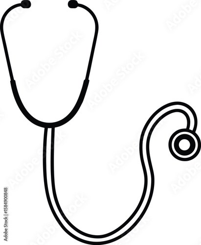 stethoscope icon line art vector illustration on transparent background