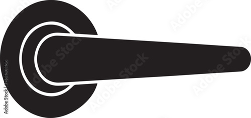Simple black silhouette of a modern door handle on a white background