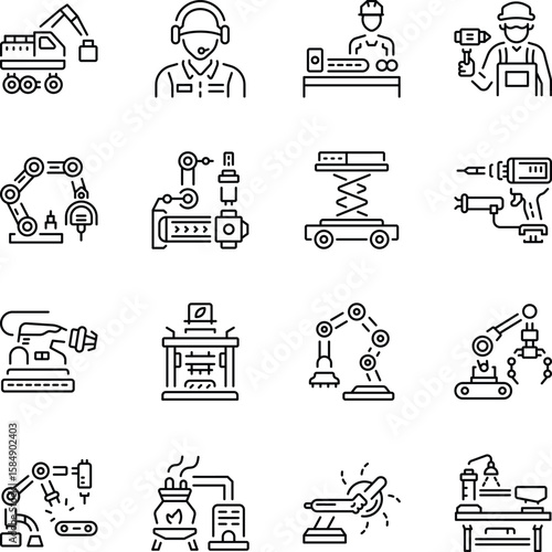 Pack of Industrial Outline Style Icons 