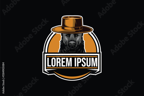Cowboy German Shepard cartoon character mascot vector image template
