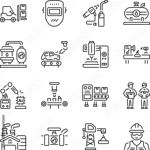 Set of Factory Linear Style Icons 


