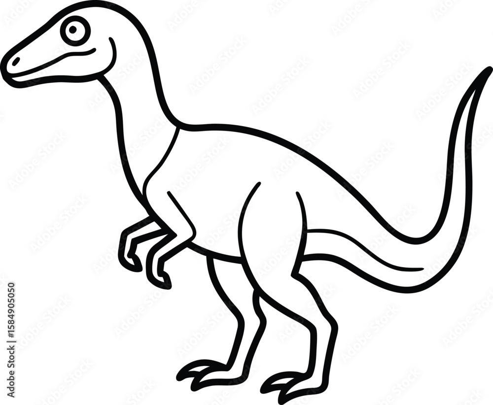 Fototapeta premium velociraptor icon line art vector illustration on transparent background