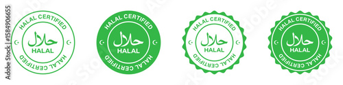 Halal food certified icon. Halal food labels. Halal sign, Vector illustration.