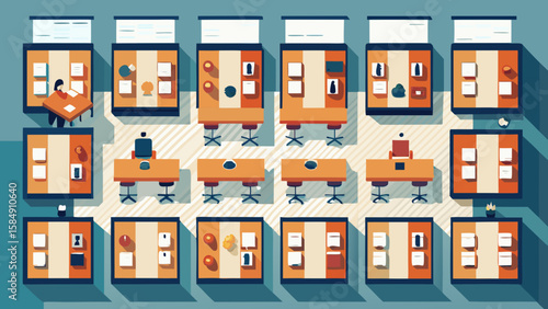 Illustration of 2   overhead classroom layout with symmetrical row #3033