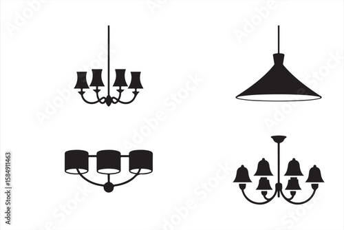 Black Icons of Ceiling Lights, Including Modern and Classic Chandeliers