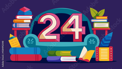 Illustration of 24   reading corner with big cushions and open sto #8859