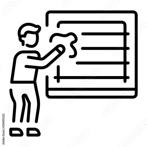 An outline style icon depicting dusting  
