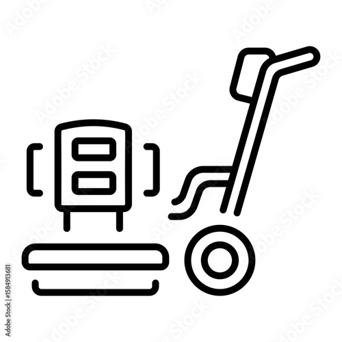 A linear style icon representing floor polisher
