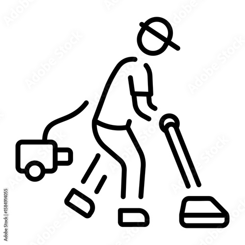 An outline style icon depicting cleaning 