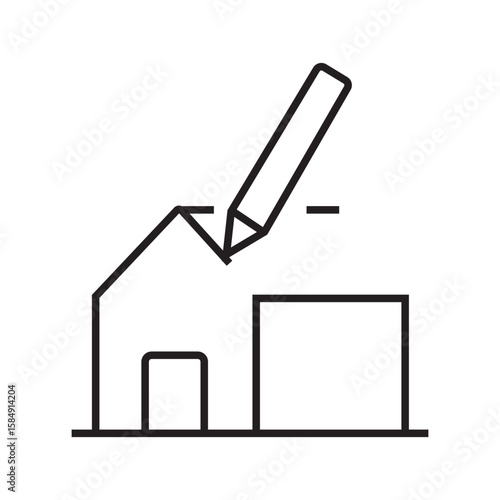 Line icon of architectural blueprint used for planning construction or house design. Editable stroke vector. vector illustration