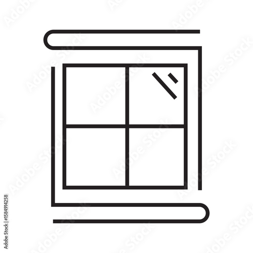 Outline icon of window frame, commonly used in construction, housing, and architectural design. Editable stroke. vector illustration