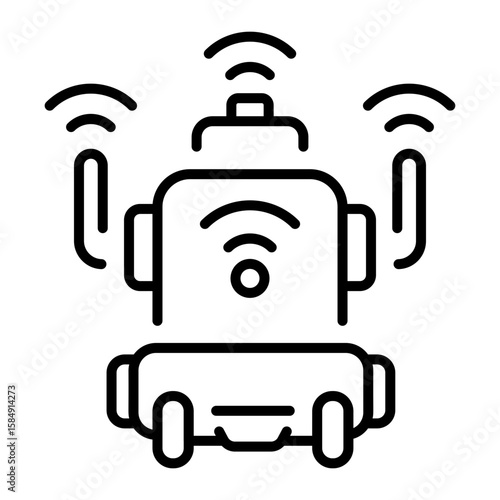 A linear style icon representing smart vacuum